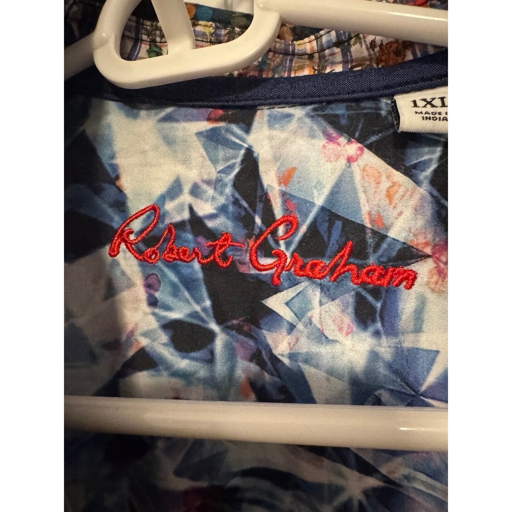 Robert Graham Shirt 1XL Flip Cuff Multicolor Abstract Dot Cotton Button Front - Picture 6 of 12